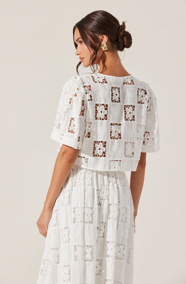 Astr The Label Andolina Crochet Lace Crop Top