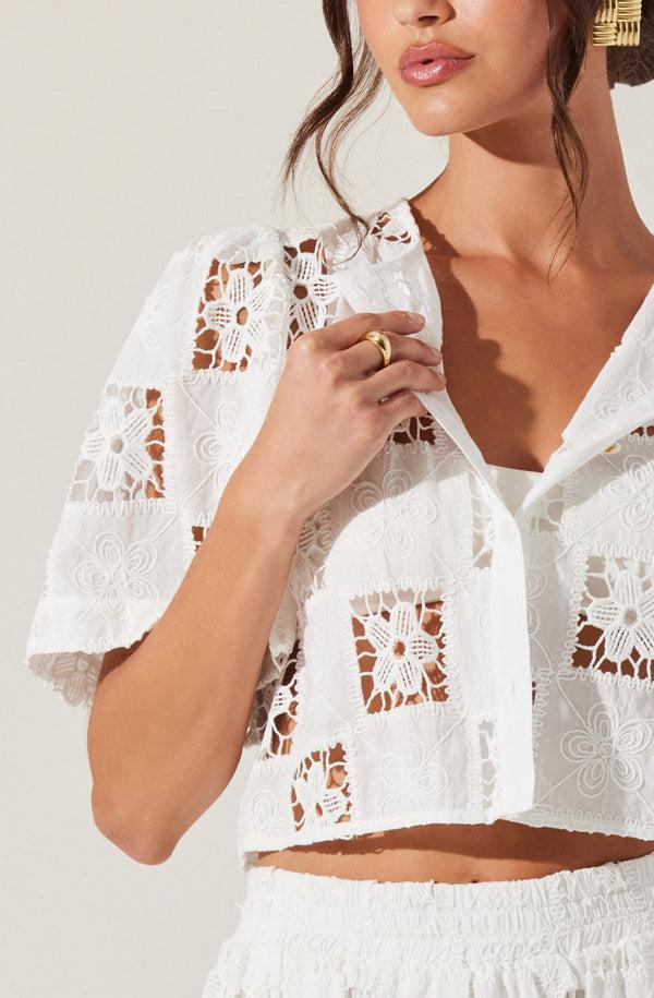 Astr The Label Andolina Crochet Lace Crop Top