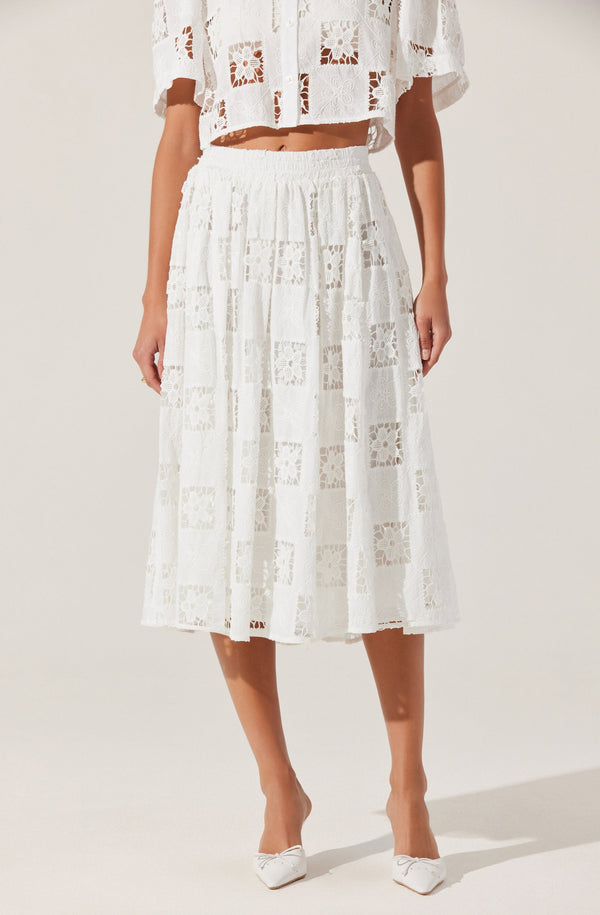 Astr The Label Andolina Crochet Lace Midi Skirt