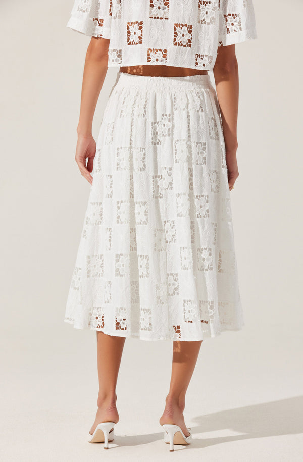 Astr The Label Andolina Crochet Lace Midi Skirt