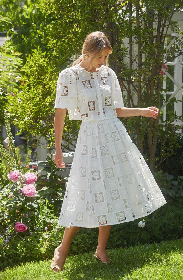 astr the label Andolina Crochet Lace Midi Skirt