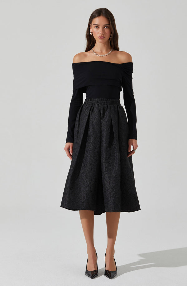 Astr The Label Andolina Jacquard Midi Skirt