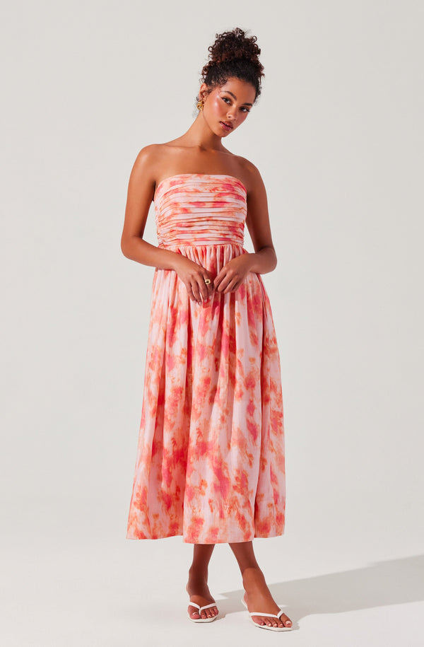 Astr The Label Aneesha Strapless Pleated Dress