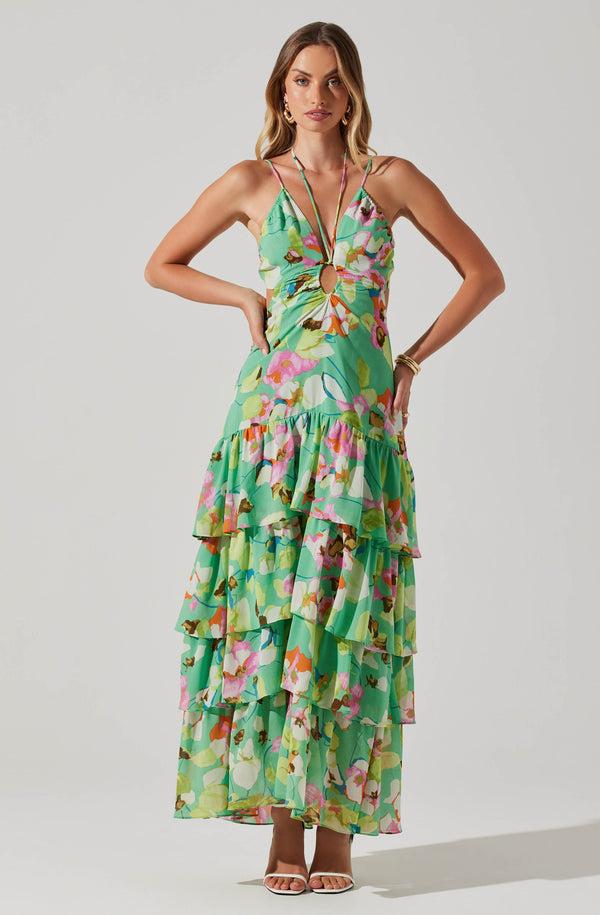 astr the label Aneira Floral Tiered Maxi Dress