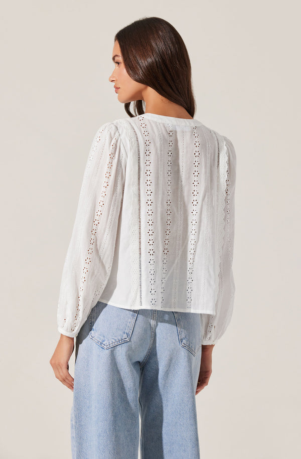 Astr The Label Aneska Broderie Button Up Top