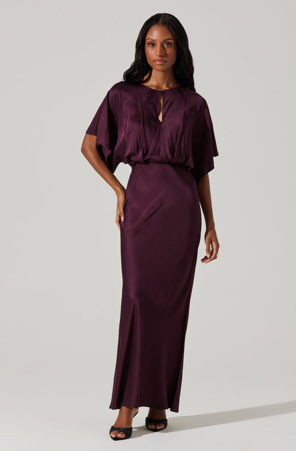 Astr The Label Angelle Satin Dolman Maxi Dress