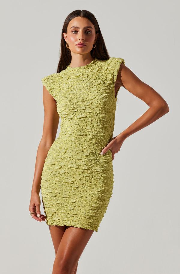 Astr The Label Annika Crinkled Popcorn Mini Dress
