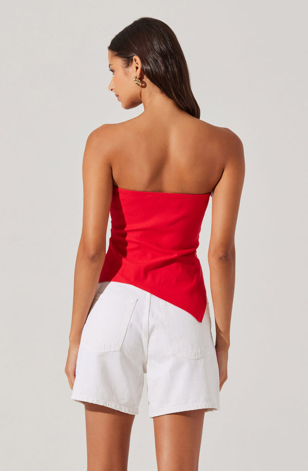 Astr The Label Anoka Strapless Handkerchief Top