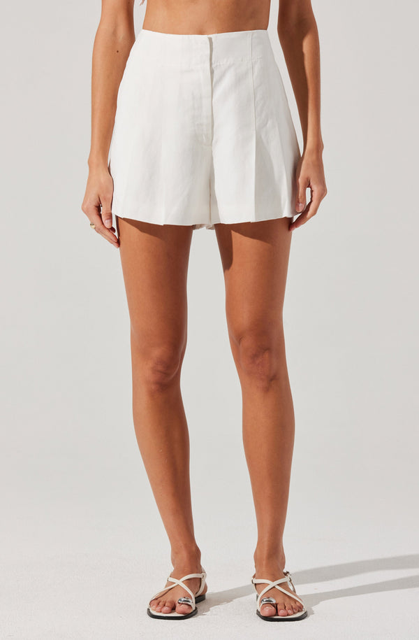 Astr The Label Artice Pleated Linen-Blend Shorts