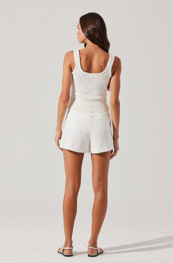 Astr The Label Artice Pleated Linen-Blend Shorts