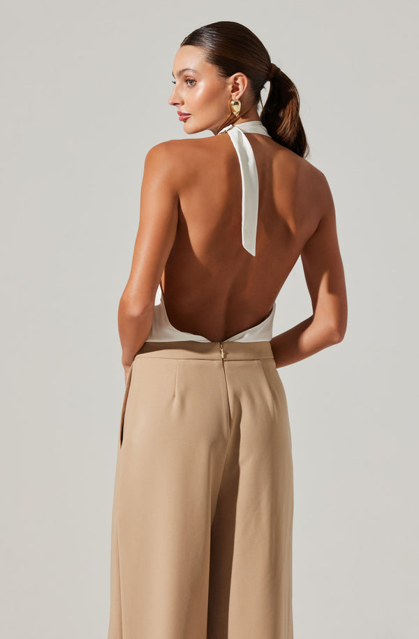 Astr The Label Aryn Cowl Neck Halter Jumpsuit