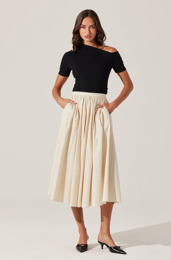 Astr The Label Ash Ribbed Off Shoulder Top