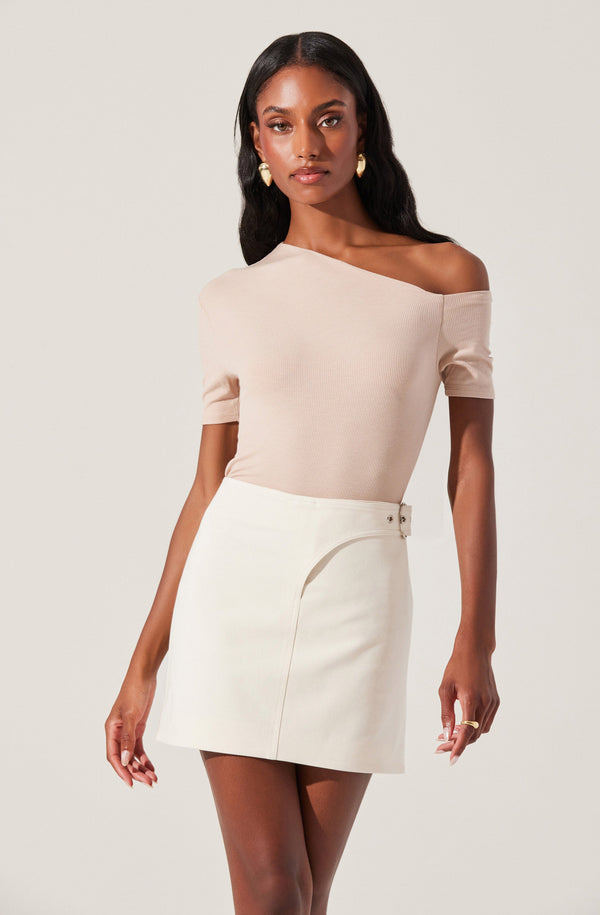 astr the label Ash Ribbed Off Shoulder Top