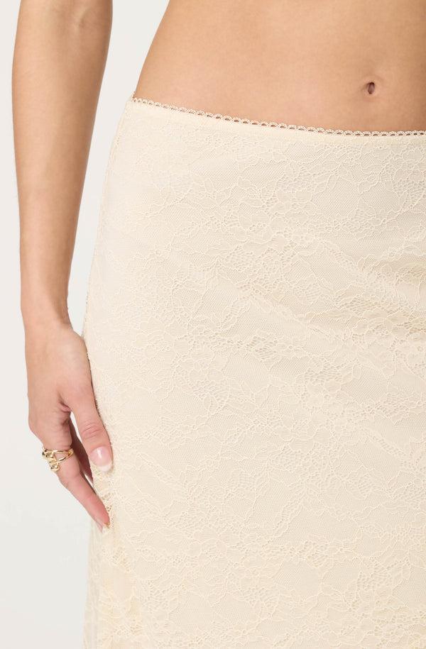Astr The Label Asymmetrical Lace Midi Skirt