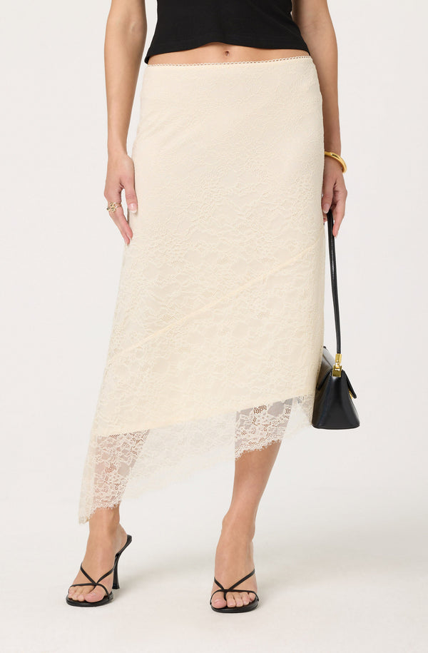 astr the label Asymmetrical Lace Midi Skirt