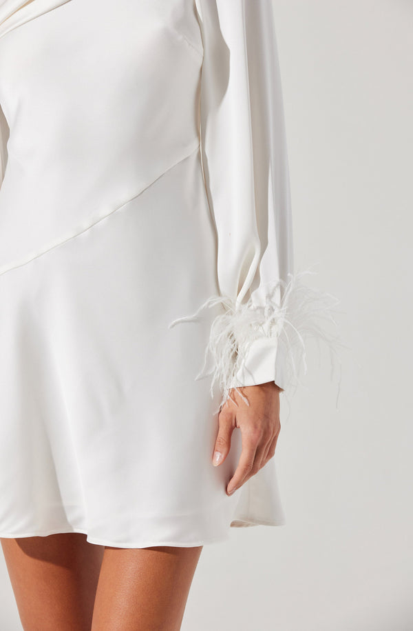 Astr The Label Augusta Feather Trim Mini Dress