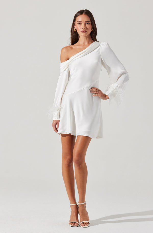 astr the label Augusta Feather Trim Mini Dress