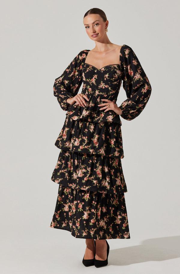 astr the label Aumie Tiered Floral Maxi Dress