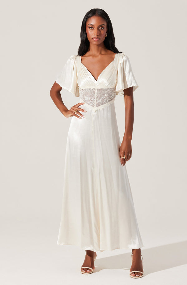 astr the label Aurelia Satin V-Neck Midi Dress