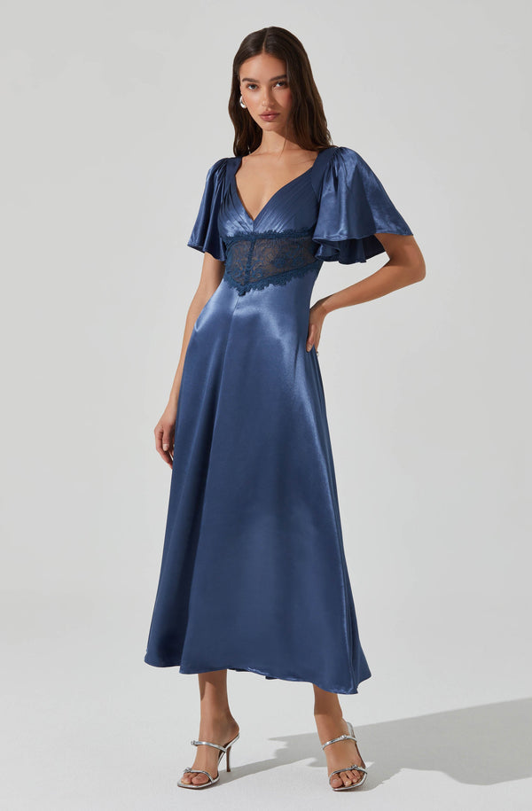 astr the label Aurelia Satin V-Neck Midi Dress