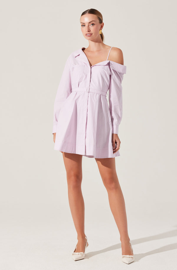 Astr The Label Aveni Off Shoulder Mini Shirt Dress
