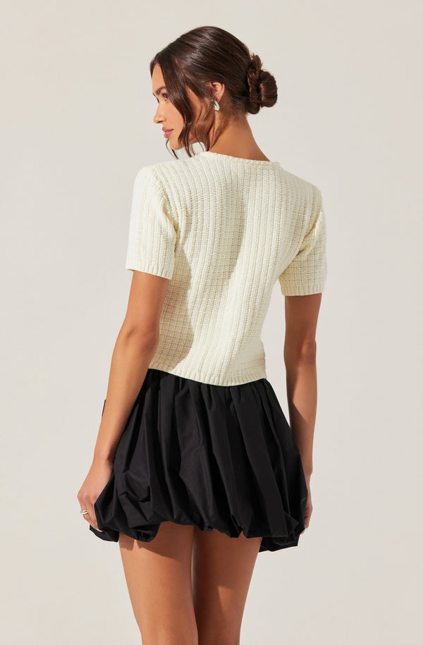 Astr The Label Averie Contrast Bow Cardigan