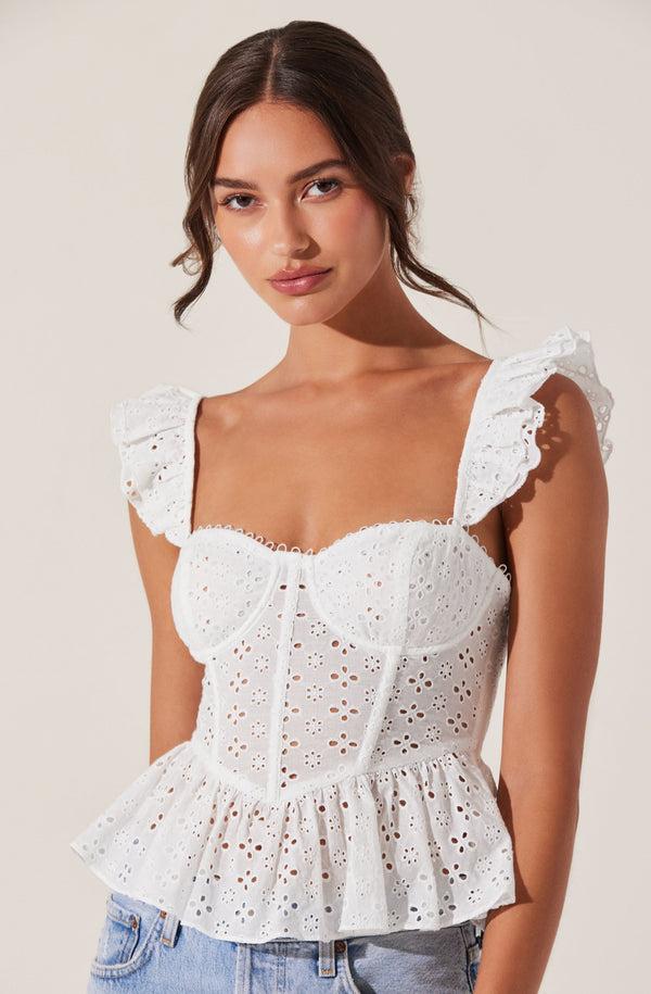 astr the label Baylin Eyelet Peplum Corset Top