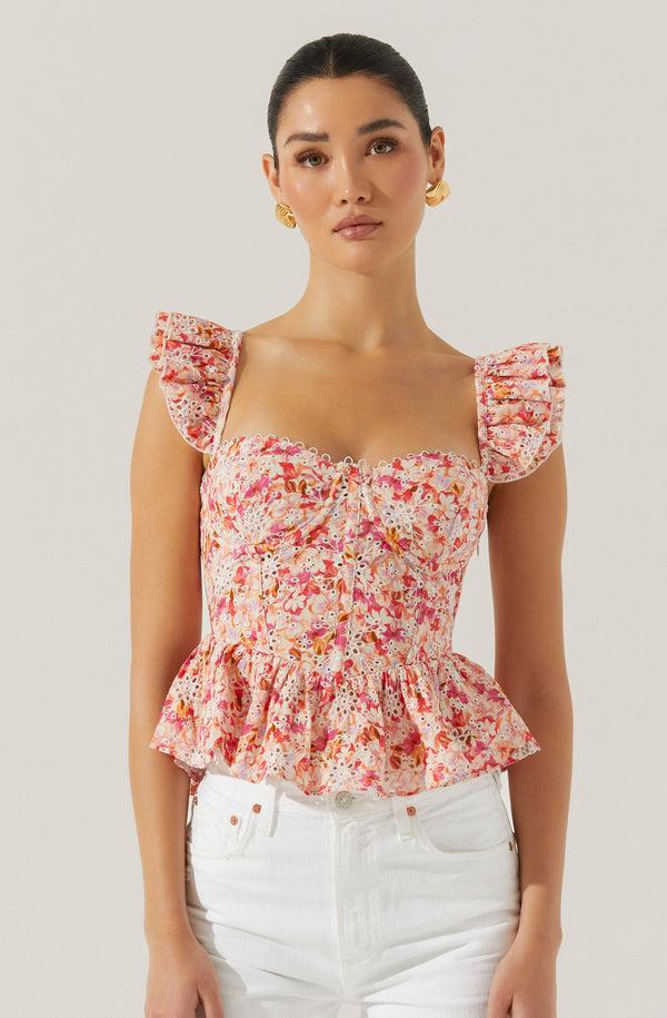 Astr The Label Baylin Floral Peplum Top