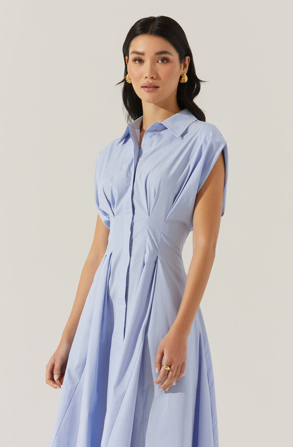 Astr The Label Beckett Tapered Waist Pleated Dress