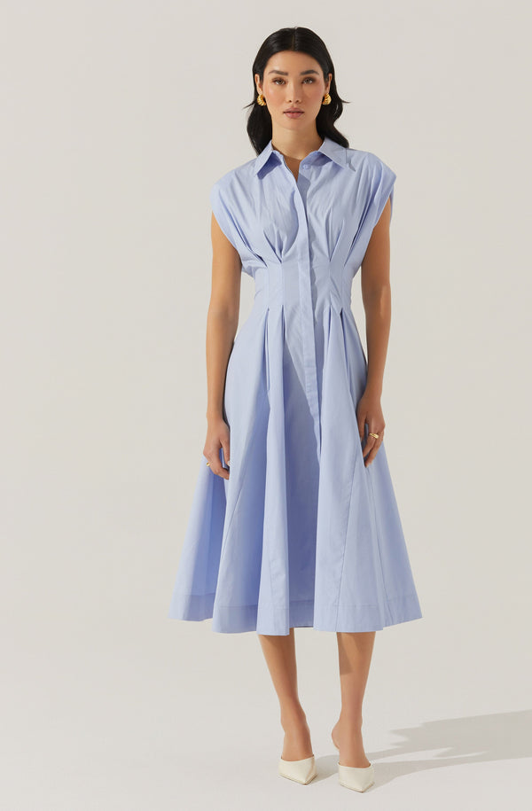 Astr The Label Beckett Tapered Waist Pleated Dress