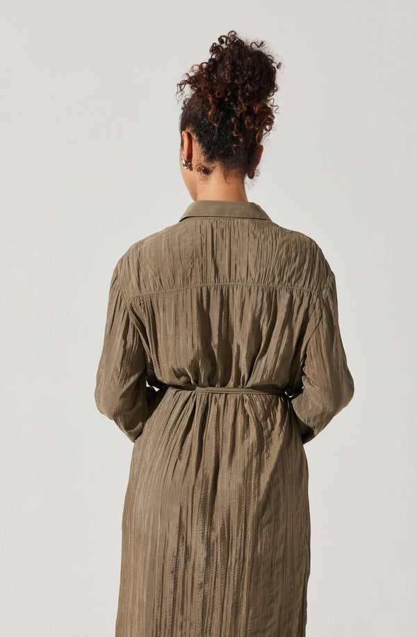 Astr The Label Belted Long Sleeve Shirt Dress