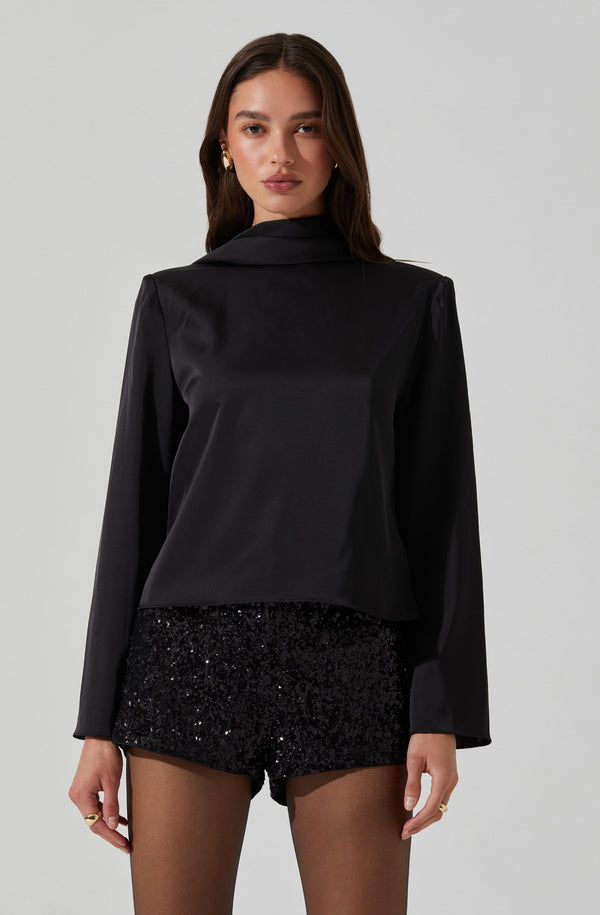 Astr The Label Bethwyn Satin Cowl Back Top