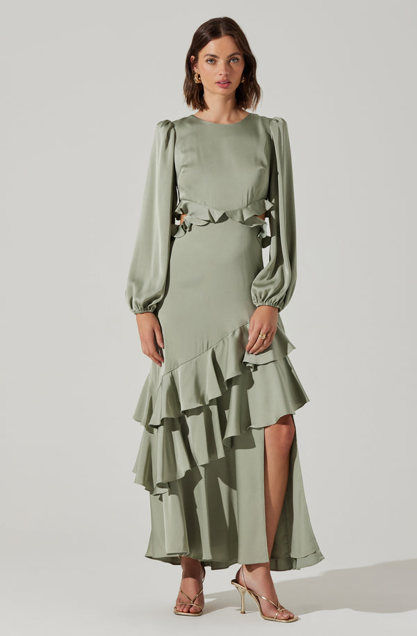 Astr The Label Biella Ruffle Detail Maxi Dress