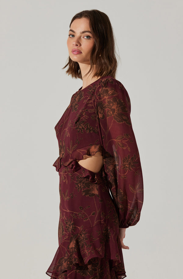 Astr The Label Biella Ruffle Floral Maxi Dress