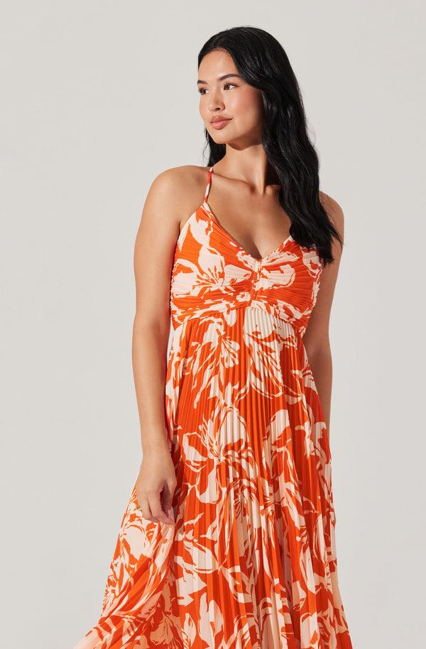 astr The Label Blythe Floral Plisse Midi Dress