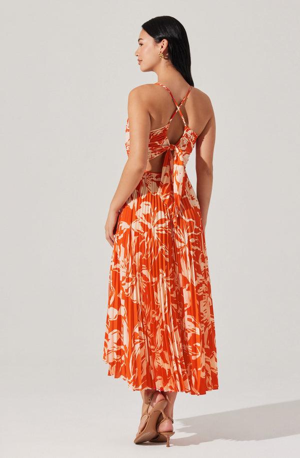 astr The Label Blythe Floral Plisse Midi Dress