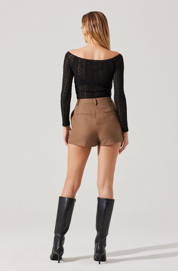 Astr The Label Boat Neck Open Knit Top