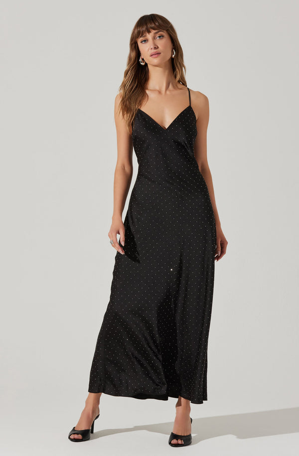 Astr The Label Bonney Rhinestone Maxi Slip Dress