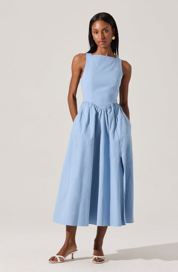 Astr The Label Bow Back Apron Midi Dress