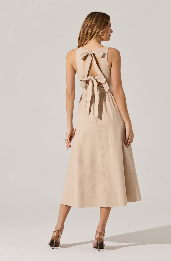 astr the label Bow Back Apron Midi Dress