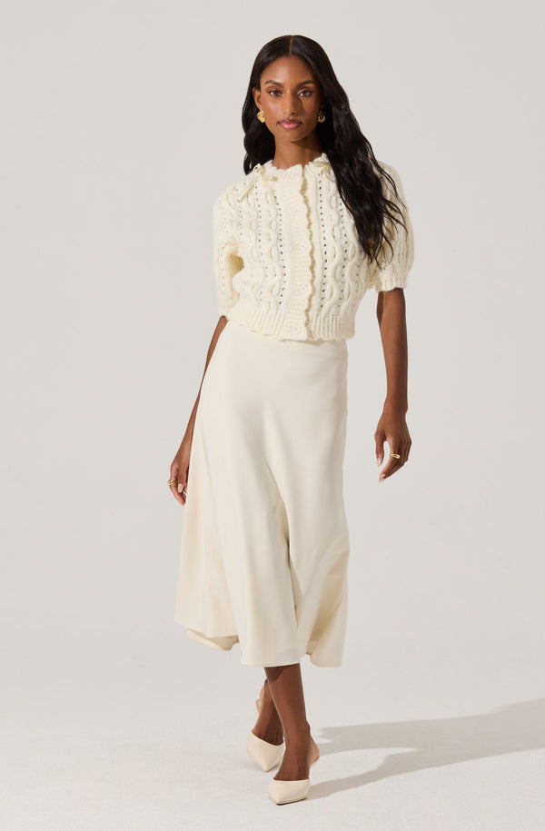 Astr The Label Bow Detail Cable Knit Cardigan