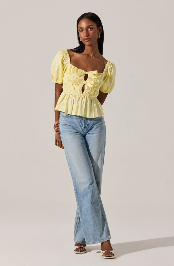 Astr The Label Bow Front Peplum Top
