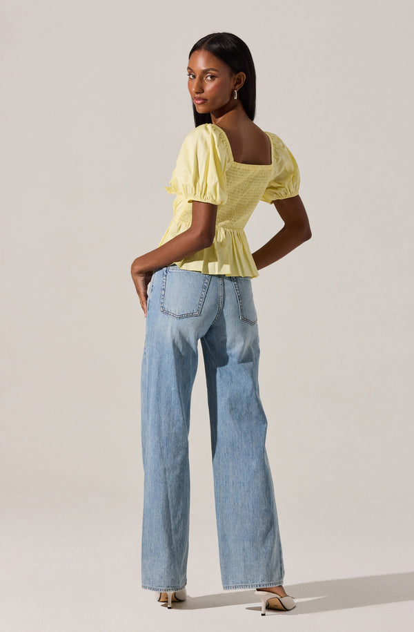 Astr The Label Bow Front Peplum Top