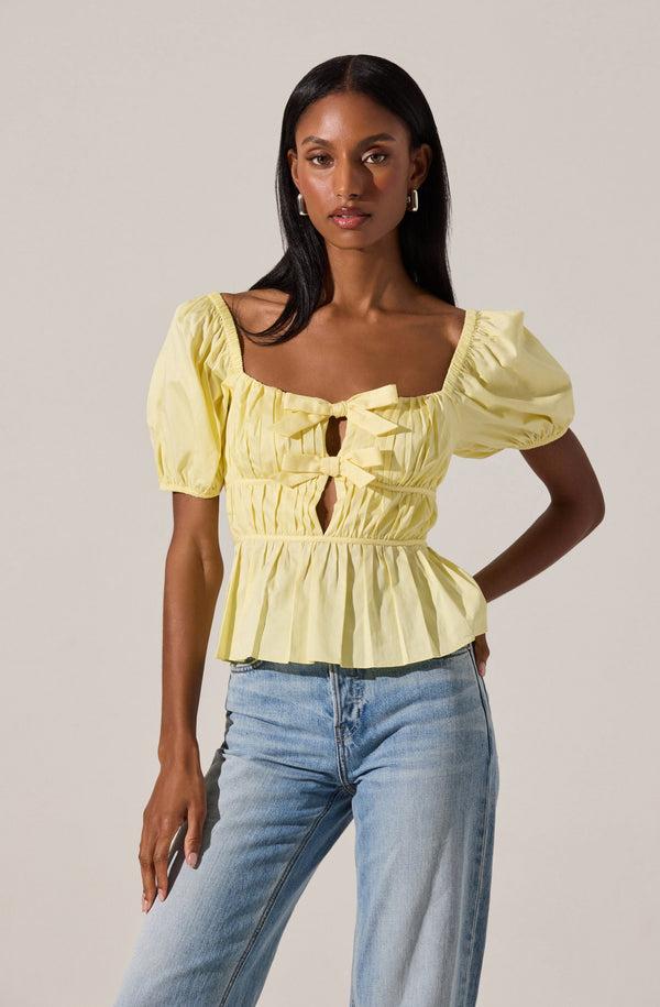 Astr The Label Bow Front Peplum Top