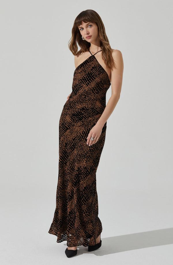 Astr The Label Briotte Velvet Burnout Maxi Dress