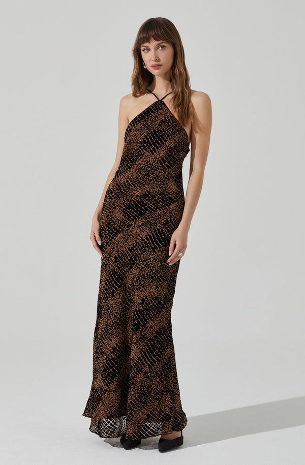 astr the label Briotte Velvet Burnout Maxi Dress