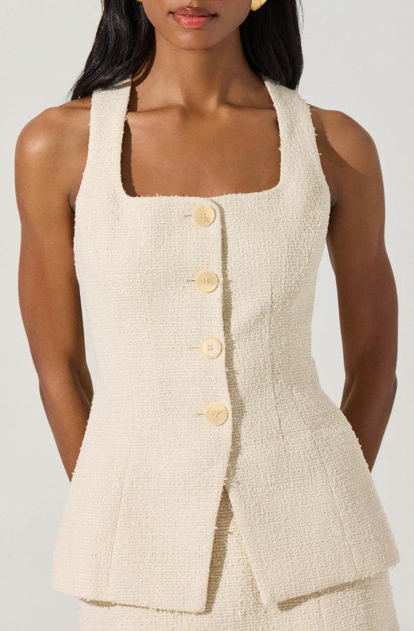 Astr The Label Brunelle Tweed Cutaway Vest