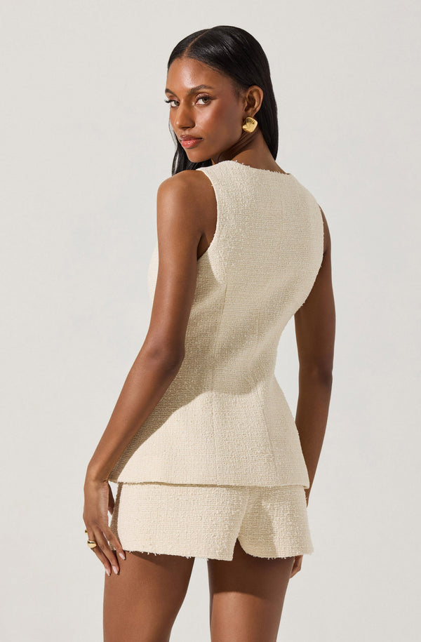 Astr The Label Brunelle Tweed Cutaway Vest