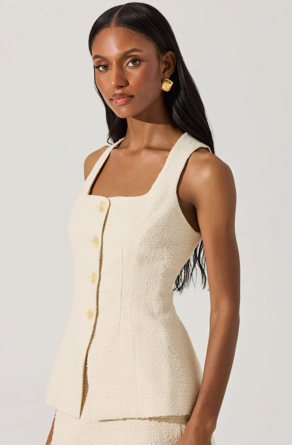 Astr The Label Brunelle Tweed Cutaway Vest