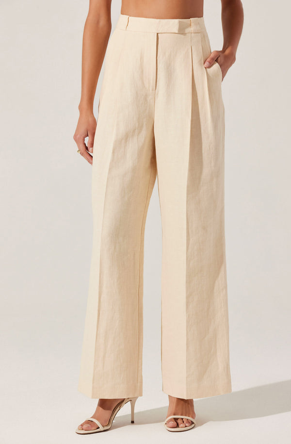 Astr The Label Bryony Linen Blend Pleated Pants